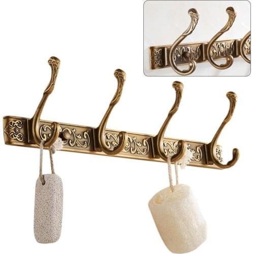 5 Row Hooks Luxury Bathroom Wall Carving Robe Hook Coat Hanger Door Hooks For Bathroom Accessories