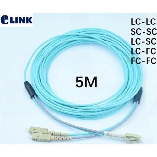 5pcs 5mtr OM3 Armored PatchCord 2 fiber SC-SC LC-LC LC-SC LC-FC armored ftth jumper 2 core optical fibre MM cable duplex ELINK