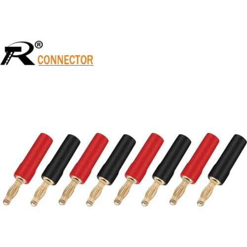 8pcs/4pairs Soft Plastic Shell 4mm Banana Plugs Amplifier Speaker Jack Gold-plated Banana Connector Free Soldering Brass Plug