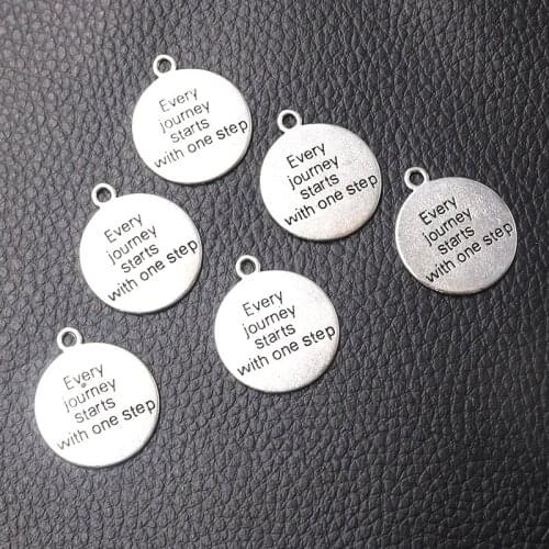 Silver Plated Every Journey Stars With One Step Charm Metal Pendants DIY Necklaces Bracelets Jewelry Handicraft Accessories