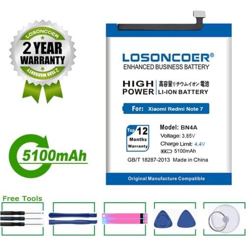 LOSONCOER Battery BN4A 4700mAh For Xiaomi Redmi Note 7 Battery / Note 7 Pro M1901F7C Mobile Phone Battery