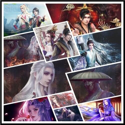 5D Diy Diamond Painting Anime Chinese Original Ancient Style Martial Arts Magical History Adaptation Anime Bedroom Decor Picture