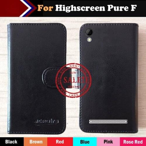 6 Colors Highscreen Pure F Case Flip Leather Protective Phone Case Cover Multi-Function Luxury Leather Wallet Design
