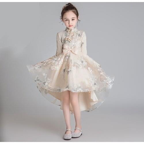 Flower Girl Dress Wedding Dress Birthday Dress Pageant Dresses Lace Embroidery Dress Winter Dress Princess Chinese Style Dress