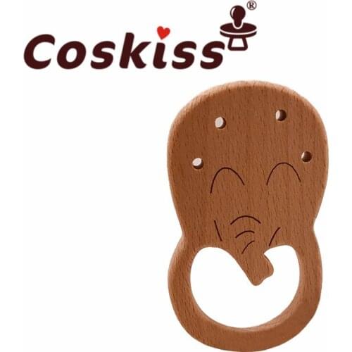 Coskiss Beech Wooden Toys DIY Craft Baby Teether For Making Rattles Elephant Educational Toy Wooden Teether For New Born Teether