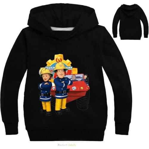 Spring Autumn Baby Boy Long Sleeve T Shirts Cotton Fireman Sam Print Girls Hoodies Kid Coat Jacket Tops Tee Children Sweatshirts