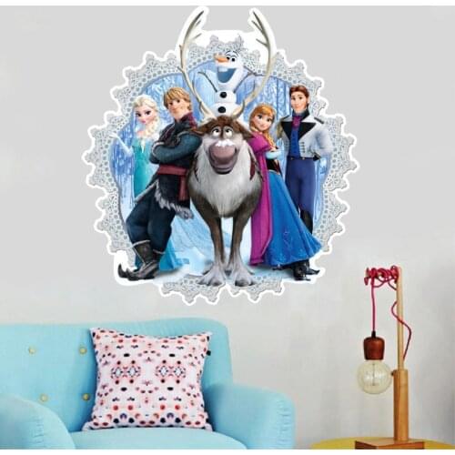 Disney Decoration Maison Wall Sticker for Room Home Decor Frozen Elsa Cartoon Stickers Wall Decals for Children Kids Bedroom
