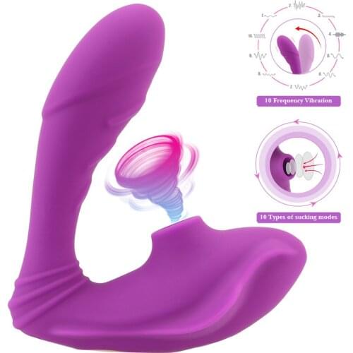 Double Vibration Vagina Sucking Vibrator Clitoris Vagina G spot Stimulation Sex Toys for Woman Nipple Sucker 10 Speed