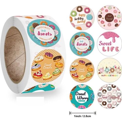 500pcs/roll 8 designs Happy birthday stickers for Party gift package sealing labels Kids classic toys Stationery Scrapbook decor