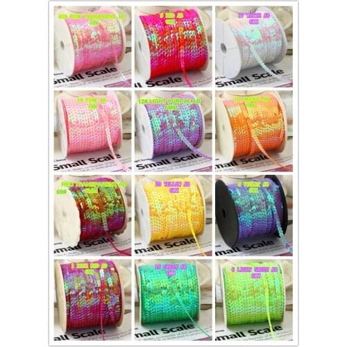 Hot Sale 100Yard/lot 6mm Shine AB Colors Glitter Sequins Ribbon 16 Colors Can be Choosed Free shipping