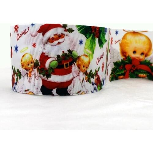 IuBuFiGo 10 yard 3" Santa Claus Printed Grosgrain ribbon Cartoon gift ribbon bows dlework DIY headband tape 2003