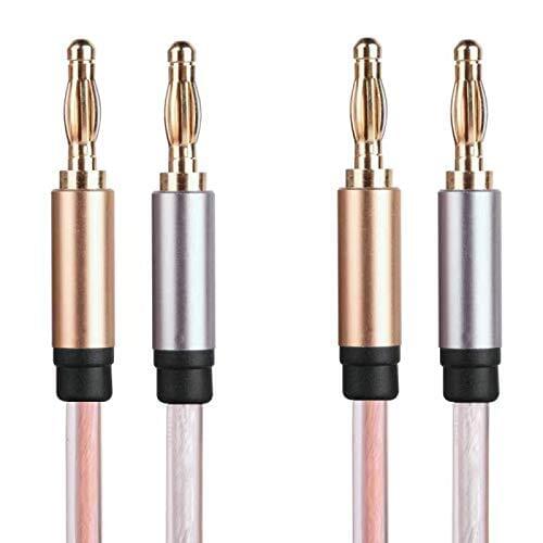 Speaker Cable, with 4 Pcs Gold-Plated Banana Plugs,High Strand Count 16 AWG Oxygen-Free Copper (3.3ft/1m)