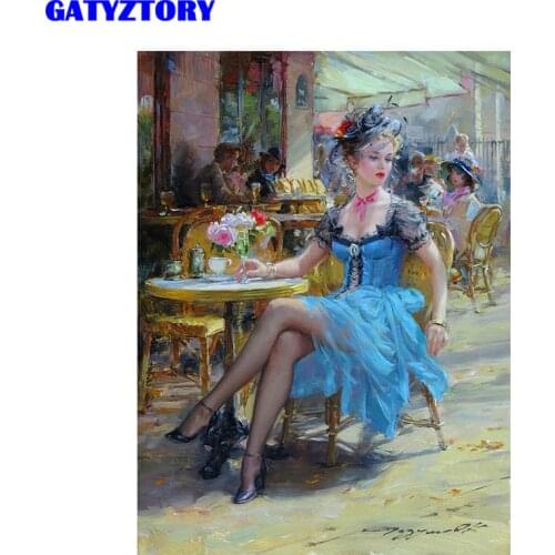 GATYZTORY Frame Figure Painting DIY Digital Painting By Numbers Kits Hand Painted Modern Wall Art Canvas Painting For Artwork