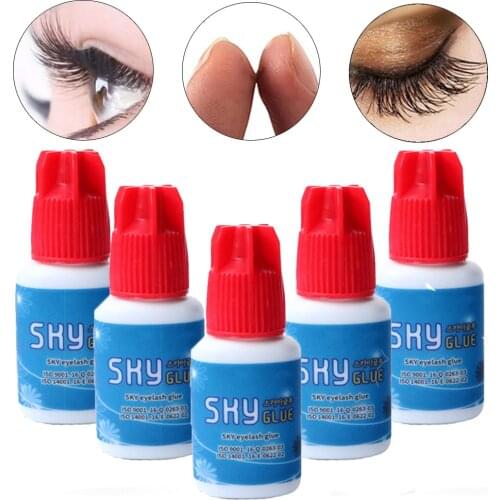 1-2s Dry Time Most Powerful Fastest Korea Sky Glue S+ for Eyelash Extensions MSDS Adhesive 5ml Black Cap False lash glue tools