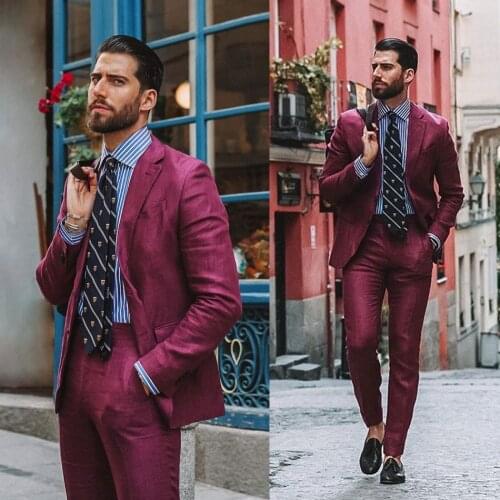 Handsome Hot Mens Tuxedos Slim Fit Two Button Groom Wear Wedding Suits Formal Prom Party Business Blazer Suit (jacket+pants)