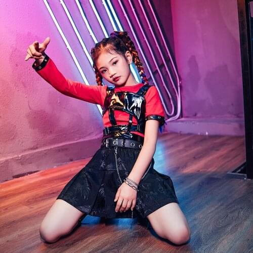 Red Jazz Dance Costume Cheerleader Uniform Girl Sets Summer Clothes Dancer Outfits Designer Clothes Hip Hop Dance Wear DL7747