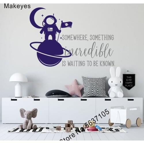 Makeyes Astronaut Cute Wall Stickers Custom Name Baby Boys Wall Decor Gift Kids Bedroom Wall Decals Vinyl Art Decoration Q746