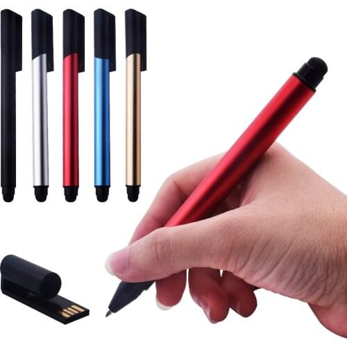 Pen Drive Metal Ballpoint Pen USB Flash Drive 4GB 8GB 16GB 32GB 64GB Memory Flash Stick For Student Teacher Pendrive DIY Logo