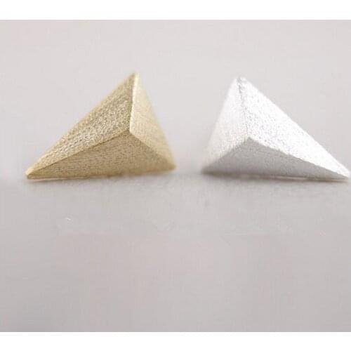Fashion Stereoscopic Triangle Stud Earrings Gold White Rose Three Color Optional