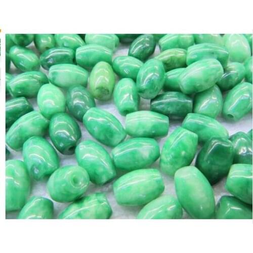 Fashion Chinese Green Jade /Jadeite Smooth Loose Beads Pendant 30pcs Xlee