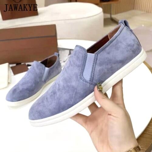 Autumn New One Pedal Moccasins Women Flats White Sole Suede Slip-on Casual Loafers Round Toe Fashion Leisure Footwear Women