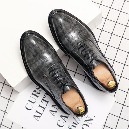 Wing-tip Men Oxford Shoes ZSAUAN Unique Designer Men Dress Shoes Crocodile Pattern Casual Business Shoes