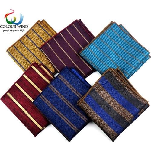 Mens Striped Pocket Square 23 Styles Formal Ties 23*23CM Polyester Handkerchief Handmade Fathers Gift Men Accessories