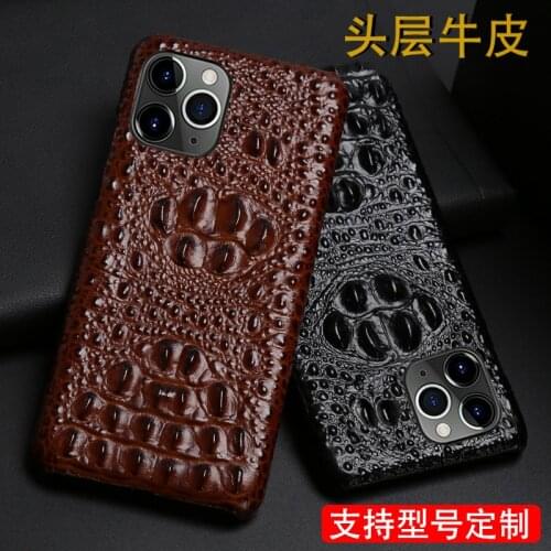 Real Leather 3d Embossed Crocodile Pattern For Iphone 11 Xs Pro Max Phone Back Cover Feel Comfortable Protection For Iphone 7 8