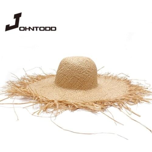 Women Straw Sun Hats Large Wide Brim Gilrs Natural Raffia Panama Beach Straw Sun Caps for Holiday Bonnets for Women Designer