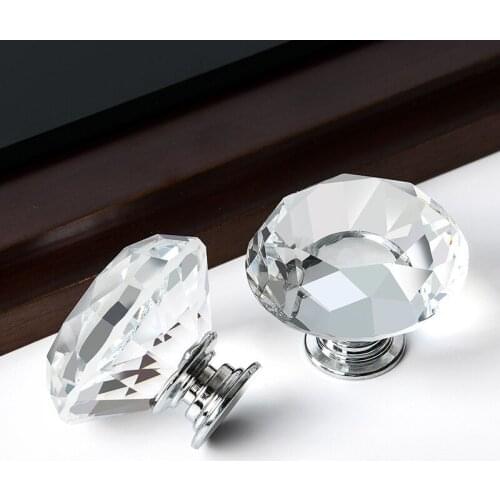 5PC 30mm Transparent Crystal Glass Knob door pull for Dresser Drawer Kitchen Cabinet door Furniture Handle Hardware accessories