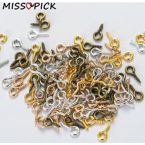 200pcs Tiny Small Miny Screw Eye Pins for DIY Jewelry Making Beads Screw Threaded Hooks Eyelets Clasps Finding Bracelet Supplies