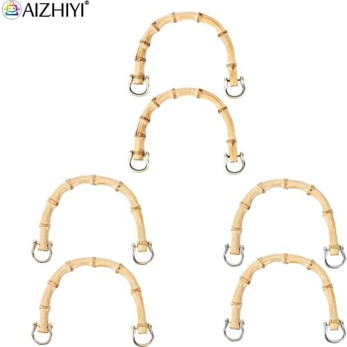Bamboo Handbag Handles Replacement - 2 Pack D-Shaped Handmade Bag Purse Making Supplies for Handbag Handcrafted Bags Accessories