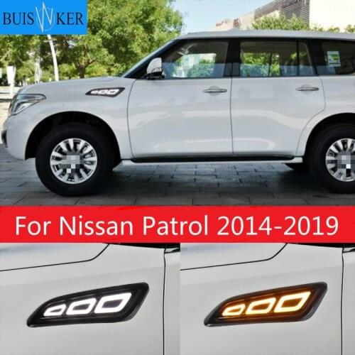 LED Daytime Running Light 12V DRL Turning Signal Lamp Car Fender Light For Nissan Patrol 2014 2015 2016 2017 2018 2019