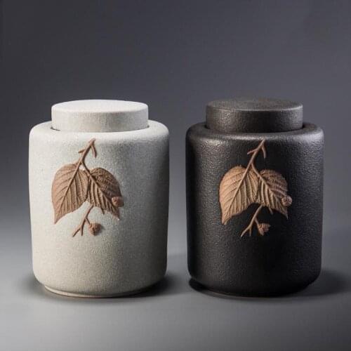 Vintage Ceramic Tea Caddy Seal Jar Green Tea Puer Storage Box Container Coffee Beans Nuts Cans Teaware Accessories Decor Crafts