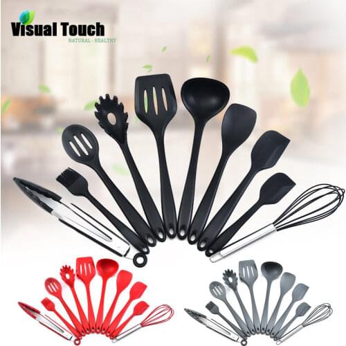 Visual Touch 10PCS Silicone Kitchenware Set Non-stick Cookware Cooking Tool Spatula Ladle Shovel Spoon Soup Kitchen Utensils Set