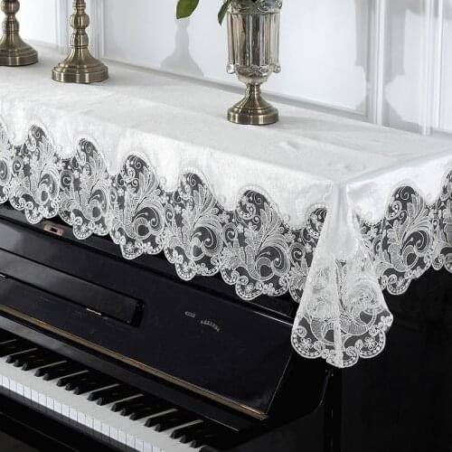 High-end Lace Piano Cover Half Cover 100*200cm Korean Piano Cloth Piano Towel Princess Style White Piano Full Cover