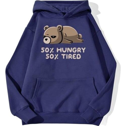 Funny Raccoon Men Hoodie Half Hungry Half Tired Sweatshirt Casual Harajuku Hoody Fashion Warm Pullover Autumn Fleece Streetwear