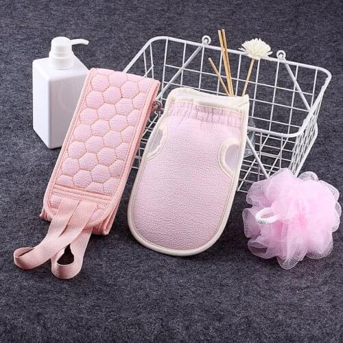1 Set Bath Towels Household Bath Supply Washcloth Rub Ball Pull Back Strip Rub Back Belt Bath Towel Bath Ball For Home Bathroom