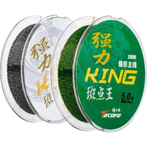 100m Invisible Fishing Line Speckle Carp Fluorocarbon Line Super Strong Spotted Line Sinking Nylon Fly Fishing Line 0.12-0.50mm
