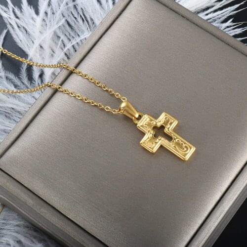 2021 Hollow Cross Titanium Steel Head Pendant Small Jewelry Stainless Steel DIY Handmade Jewelry Making Accessories Wholesale