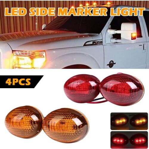 New 4pcs Truck Trailer Light 12-24V Side Marker 3LED Amber Red Turn Signal Warning Lamp IP68 Waterproof For Truck Bus Pickup