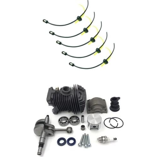 5 Pcs Replacement Fuel Hose Pipe Tank Filter & 1 Set 42.5MM Cylinder Piston Engine Motor Rebuild Kit