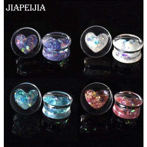6-30mm Lovely Heart Acrylic Ear Plug Tunnels and Gauges Ear Expander Studs Stretching Body Piercing Jewelry