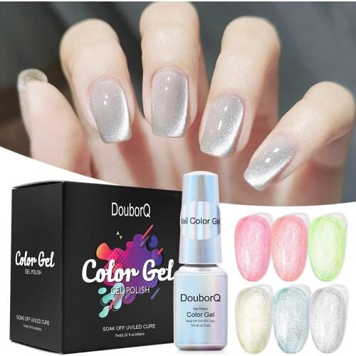 6color/lot Candy UV LED Gel Polish Top Base Coat Needed Soak Off Nail UV Gel Nail Polish Glaze Glue for Manicure Tips