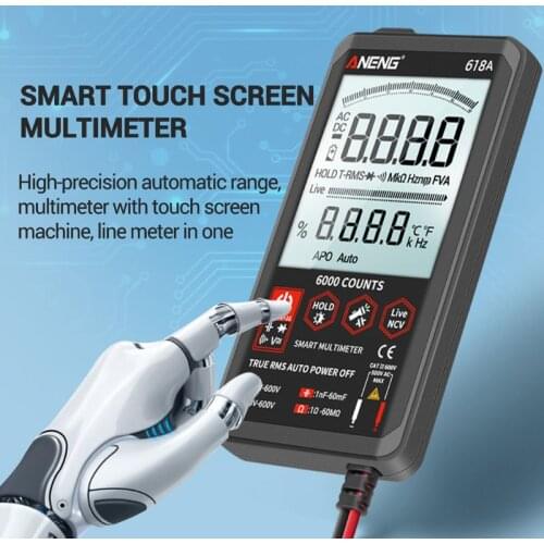 618A Professional Digital Multimeter Smart Touch DC/AC Analog Tester True RMS Transistor Capacitor NCV Smart Auto/Manual Testers