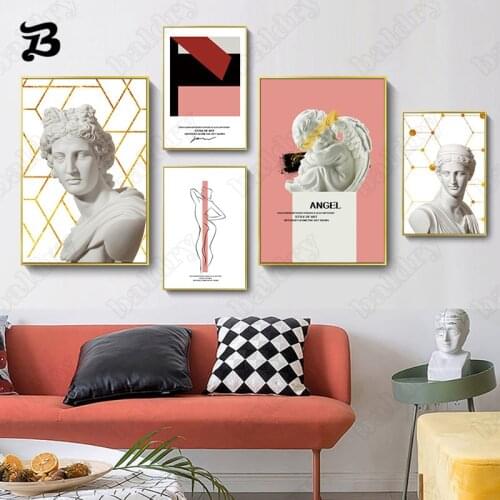 Canvas Painting Abstract Art Modern Wall Pictures Sculpture Statue Canvas Posters Prints Nordic Paintings for Living Room Decor