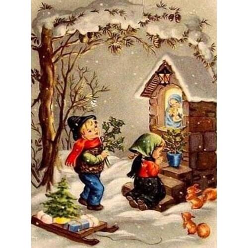 Diamond Mosaic 5D DIY Diamond Painting Cross stitch Squirrels & Girl Square Diamond Embroidery Classic Style Rhinestone Painting