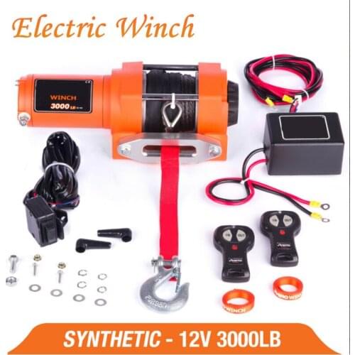Winch car 12v remote control set electric winch 3000lb heavy duty ATV trailer high strength nylon rope electric winch