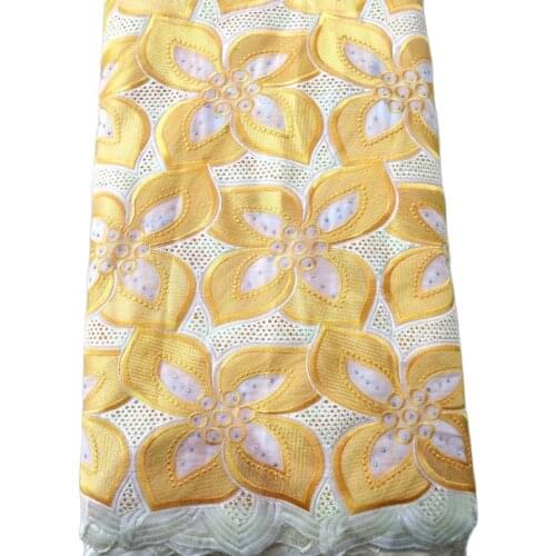 Free Shipping beige High quality swiss lace african fabric for wedding and party 5 Yards Cotton Swiss Voile Lace-N8856