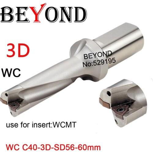 BEYOND WC type 3D U drill 56 57 58 59 60 mm indexable U Drilling bit WCMT080412 WCMX insert depth Cooling port fast drill lathe